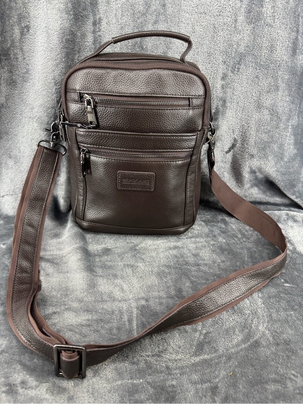 Polare Italian Pebble Dark Brown Leather Messenger Bag Vintage Crossbody Bag